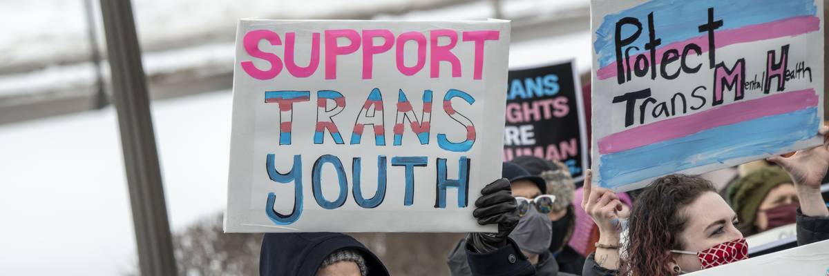 St. Paul, Minnesota. March 6, 2022. Because the attacks against transgender kids are increasing across the country Minneasotans hold a rally at the capitol to support trans kids in Minnesota, Texas, and around the country.