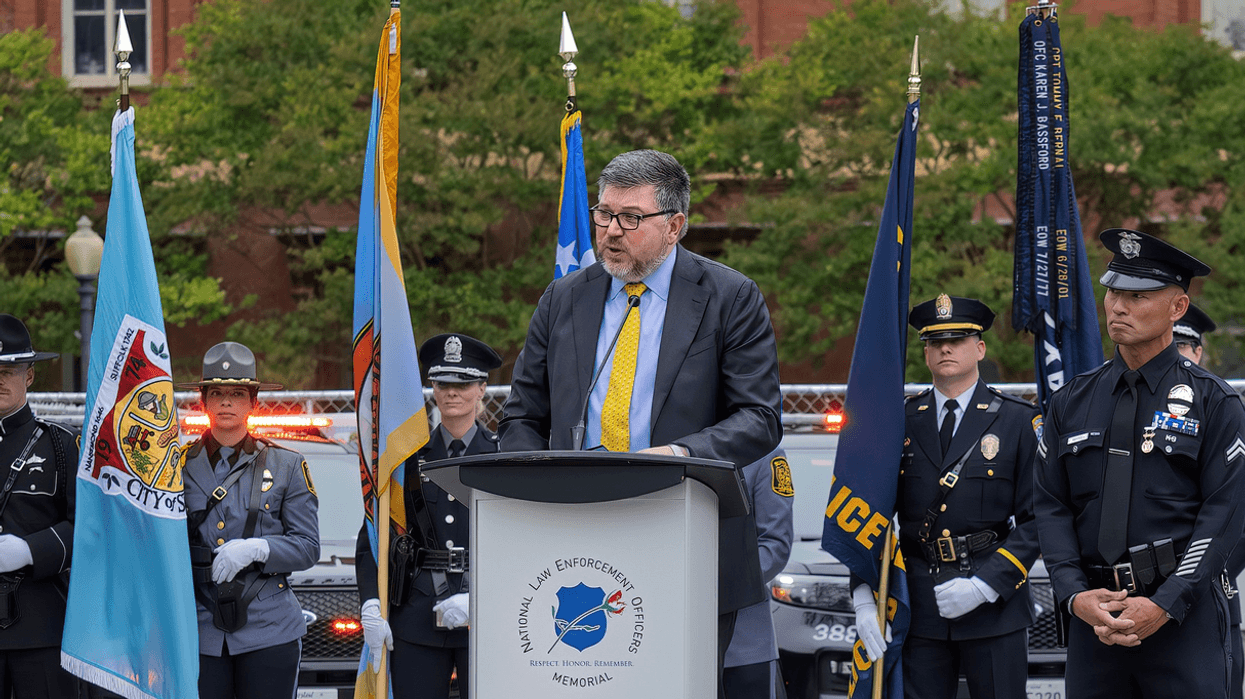Stanley Woodward speaks at an event honoring slain police K-9 dogs