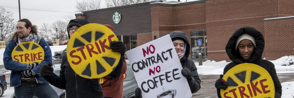 Starbucks workers in St. Anthony, Minnesota joined employees across the country in a strike