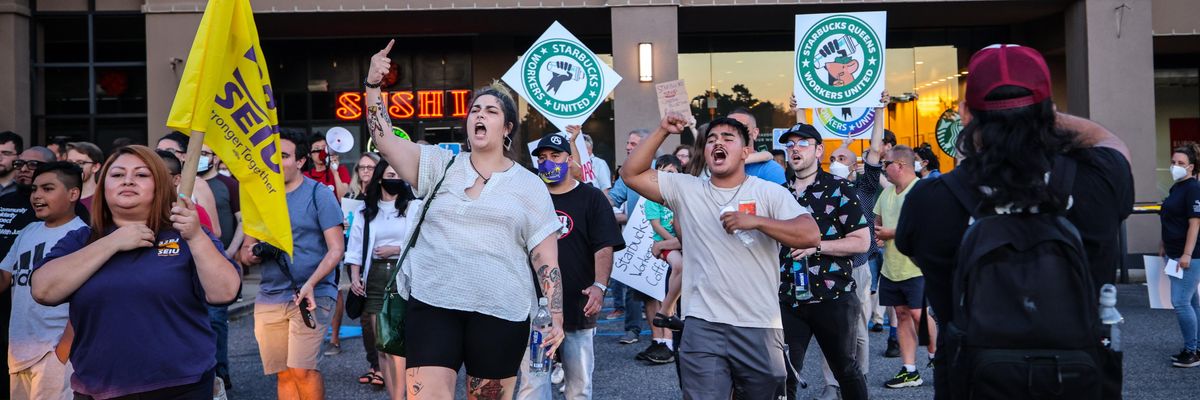 Starbucks workers protest