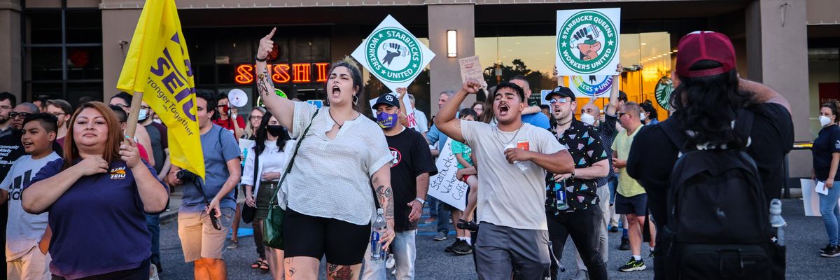 Starbucks workers protest 