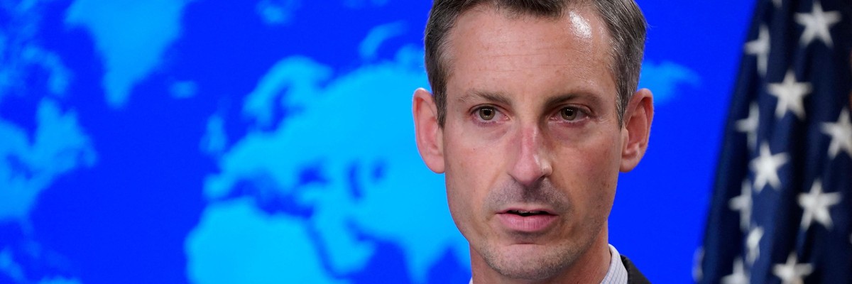 State Department spokesperson Ned Price speaks during a press conference