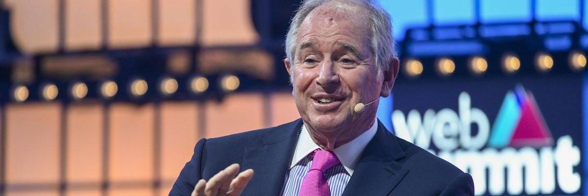 Stephen Schwarzman, co-founder and CEO of Blackstone, speaks at a summit on November 5, 2019 in Lisbon, Portugal.
