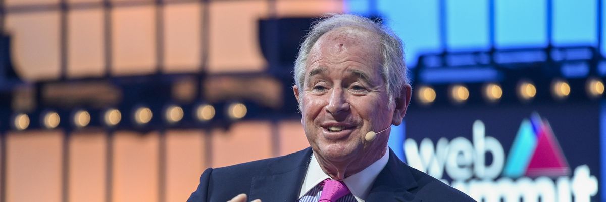 Stephen Schwarzman, co-founder and CEO of Blackstone, speaks at a summit on November 5, 2019 in Lisbon, Portugal.