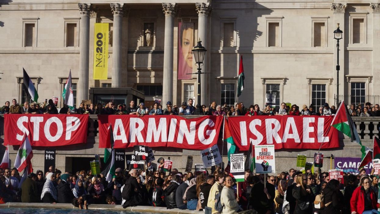 "Stop Arming Israel" banner at London protest
