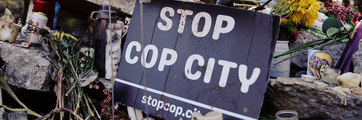 #StopCopCity sign