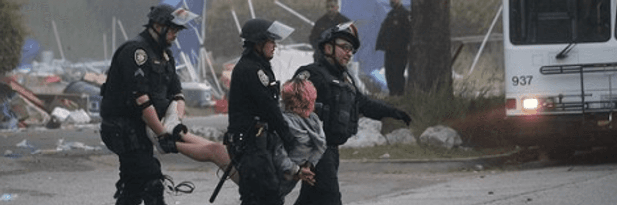 Student arrested at UCSC encampment.