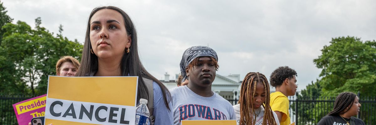 Student borrowers demand debt cancellation outside the White House