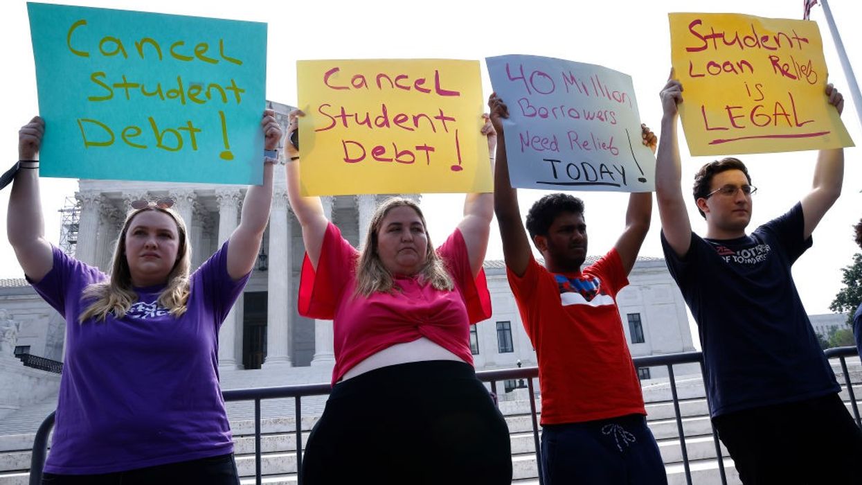 Student loan borrowers protest.