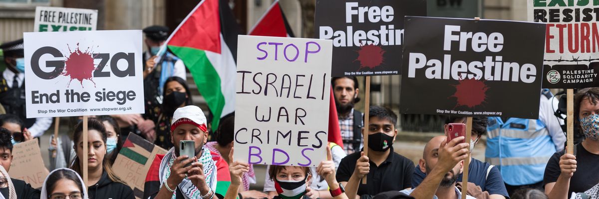 Student protest march in London for Palestinian people