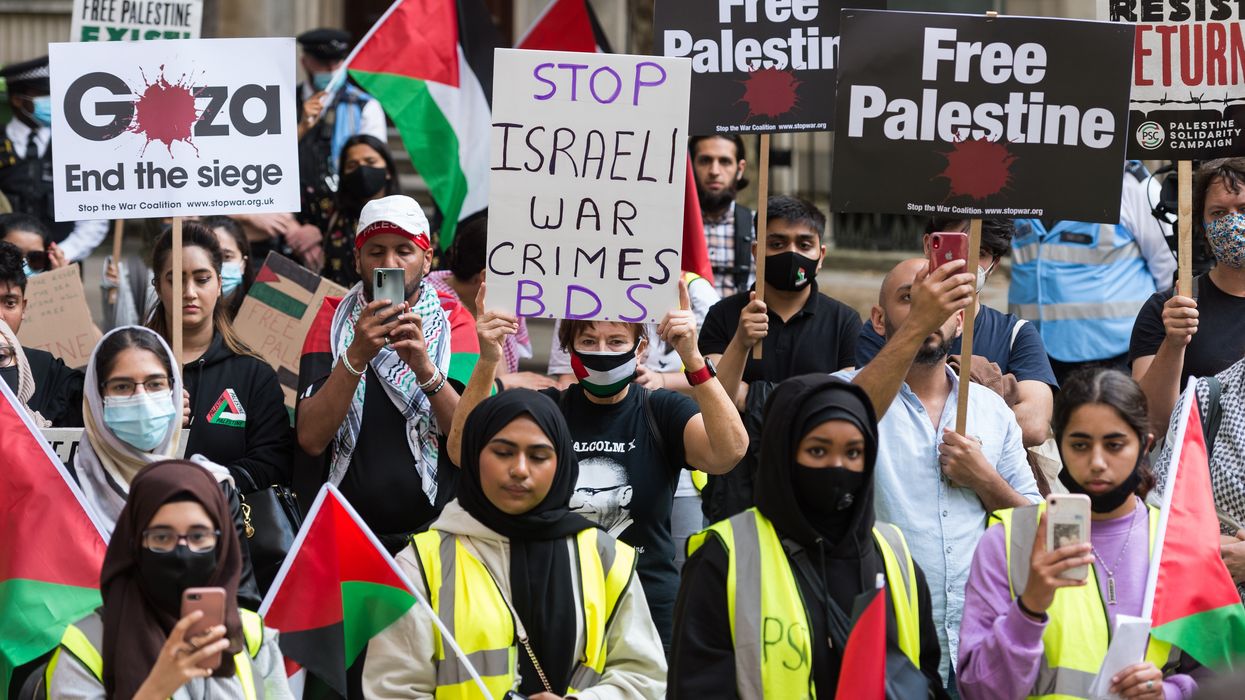 Student protest march in London for Palestinian people