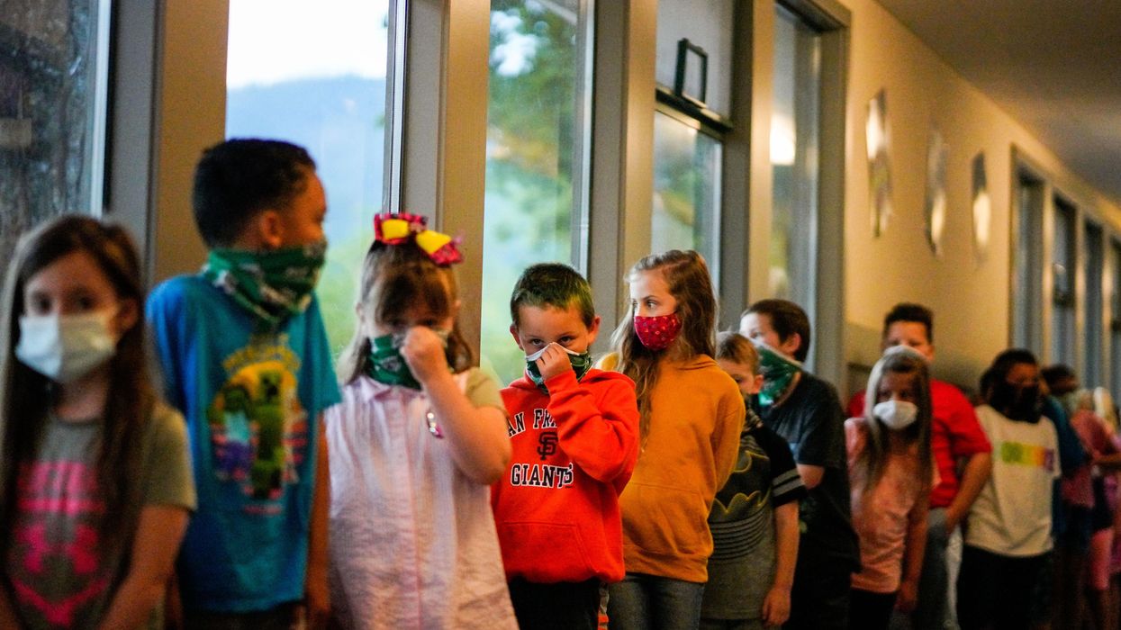 Students and children wearing masks during the Covid-19 pandemic.