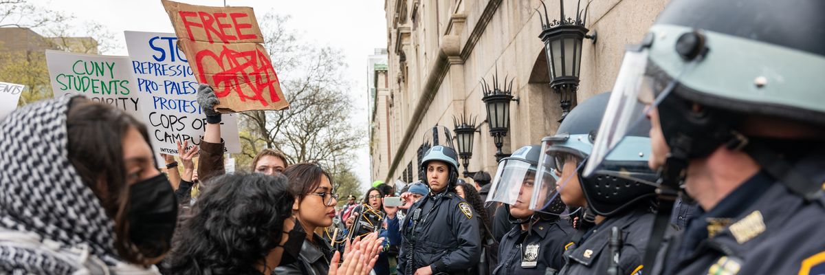 Students and pro-Palestinian activists face police