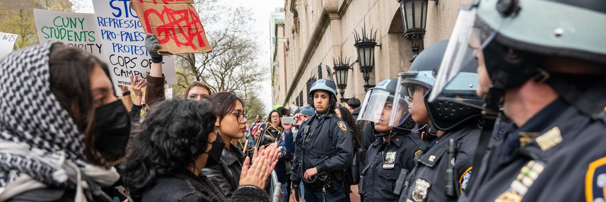 Students and pro-Palestinian activists face police