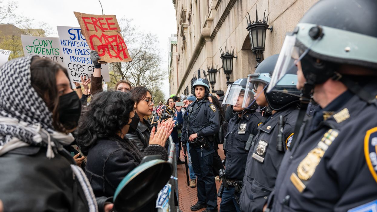 Students and pro-Palestinian activists face police