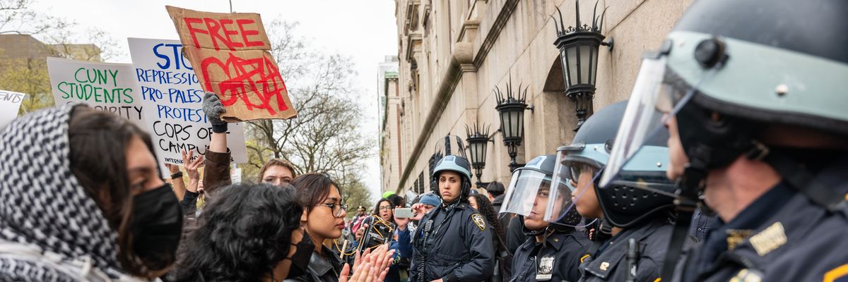 Students and pro-Palestinian activists face police