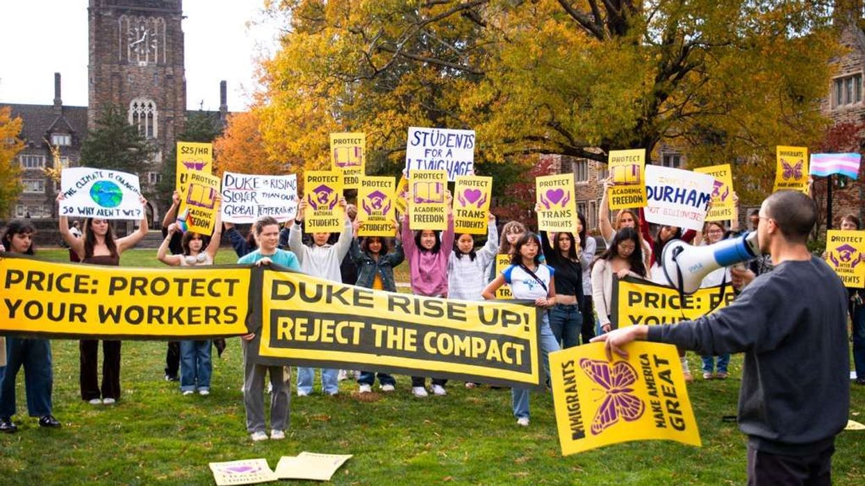 Students at Duke University in Durham, North Carolina joined nationwide protests against President Donald Trump's attacks on higher education