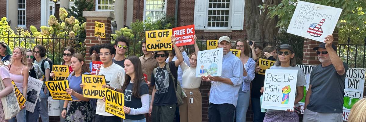 Students at George Washington University walked out