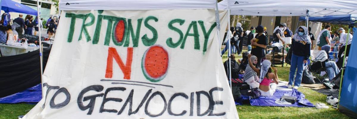 Students at University of California-San Diego set up Gaza solidarity encampment in California