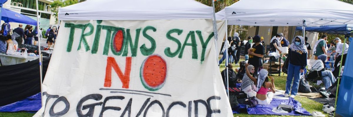 Students at University of California-San Diego set up Gaza solidarity encampment in California