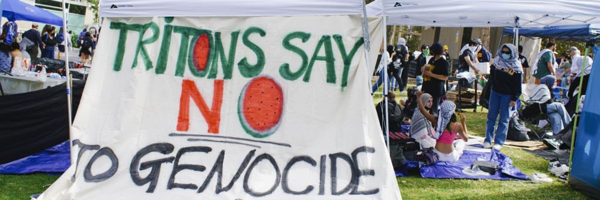 Students at University of California-San Diego set up Gaza solidarity encampment in California