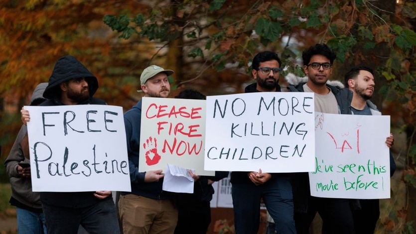 Students call for a cease-fire in Gaza at Indiana University