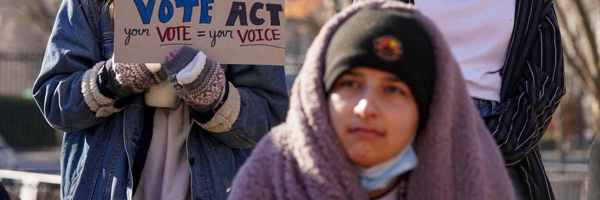 Students demonstrate in support of voting rights