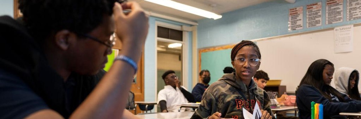 Students discuss history in a AP African American studies