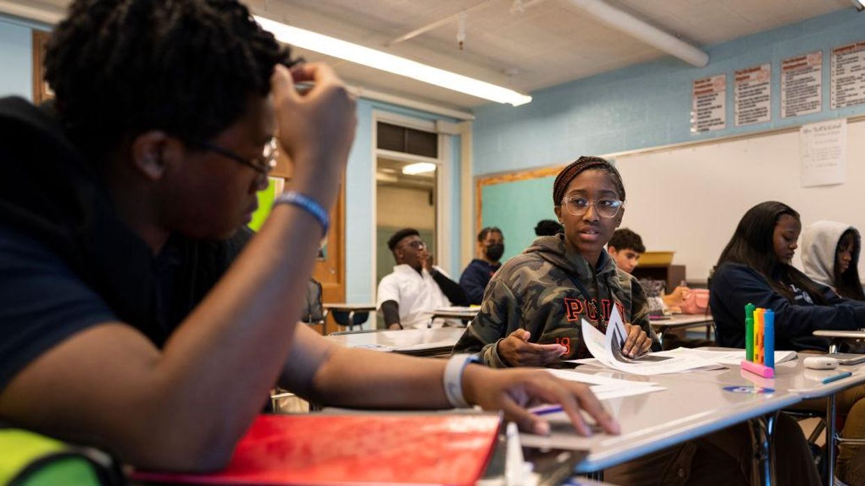 Students discuss history in a AP African American studies