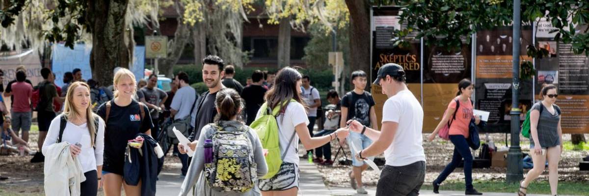 Students on the University of Florida campus.