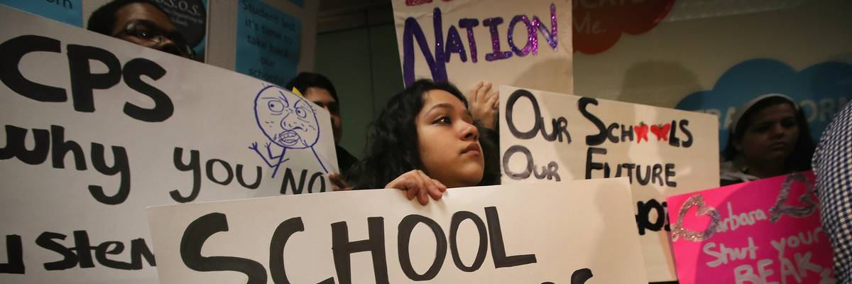 Students Protest School Closings At Chicago Public Schools Headquarters in 2013