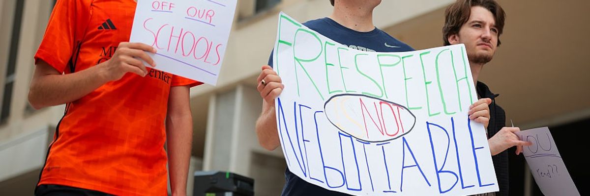 Students Rally outside the Department Of Education