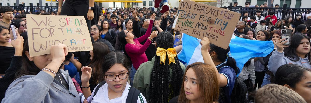 Students stage a walkout to protest ICE.