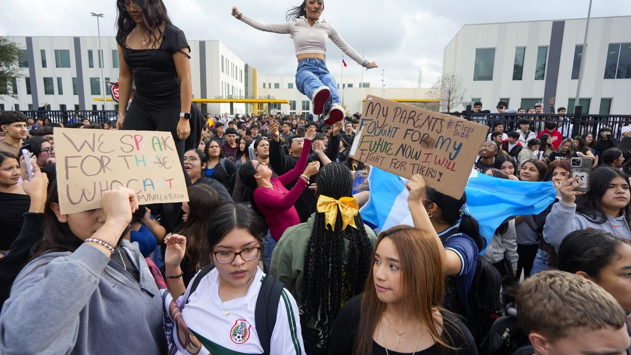 Students stage a walkout to protest ICE.