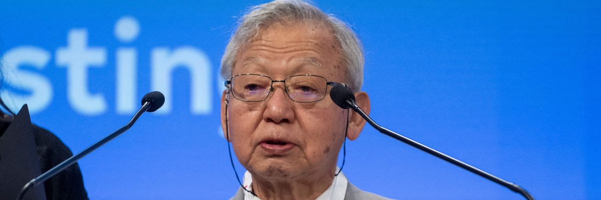 Suechi Kido, an 82-year-old survivor of the U.S. atomic bombing of Nagasaki, speaks during the 2022 Vienna Conference on the Humanitarian Impact of Nuclear Weapons in Vienna on June 20, 2022.