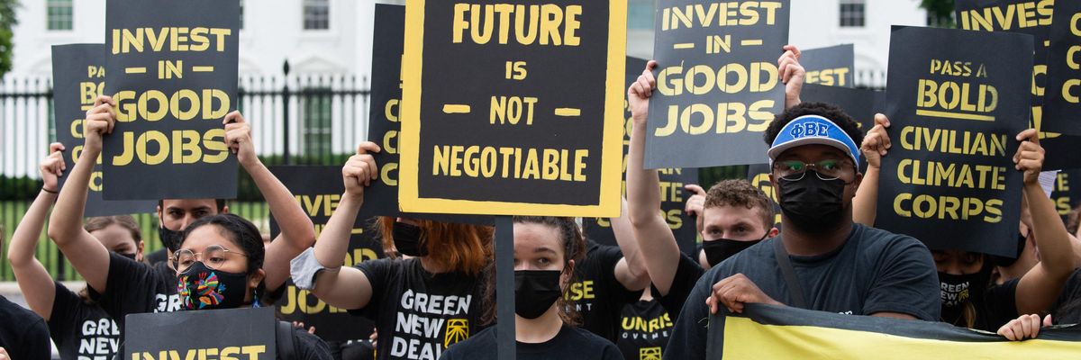 Sunrise Movement activists protest in front of the White House