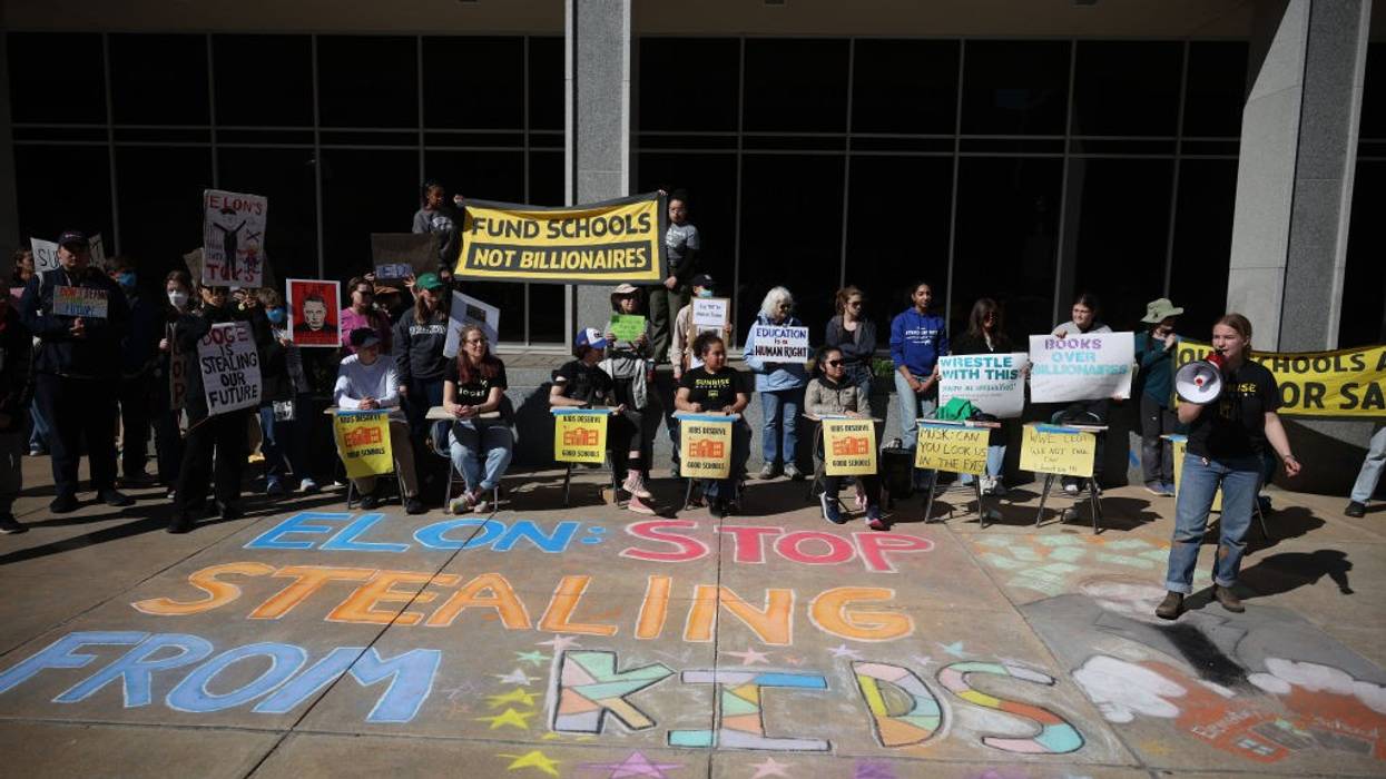 Sunrise Movement leads a protest against Trump-Musk attacks on the Department of Education