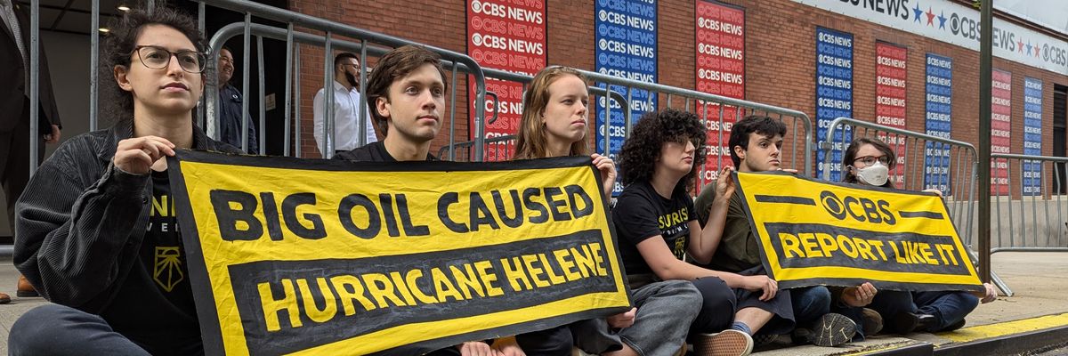 Sunrise Movement protesters at CBS in NYC