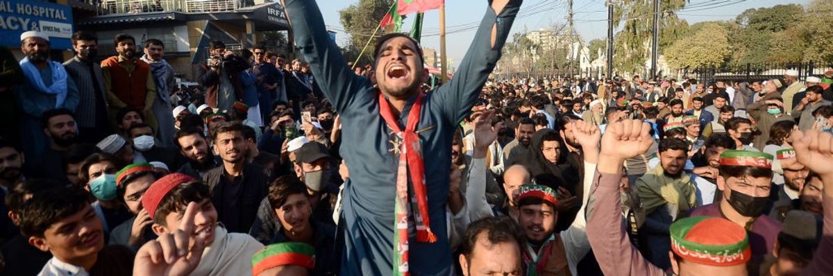 Supporters of Imran Khan's PTI celebrate