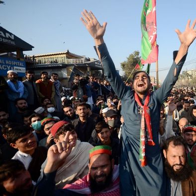 Supporters of Imran Khan's PTI celebrate
