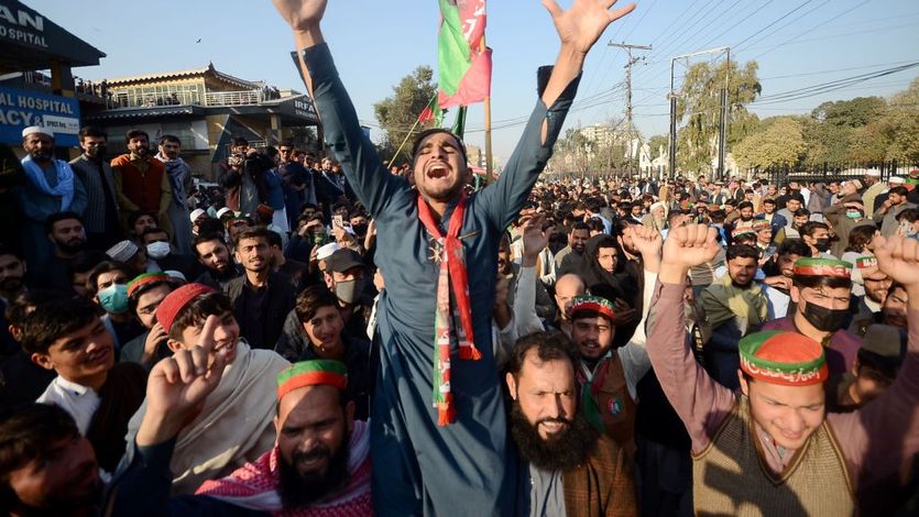 Supporters of Imran Khan's PTI celebrate