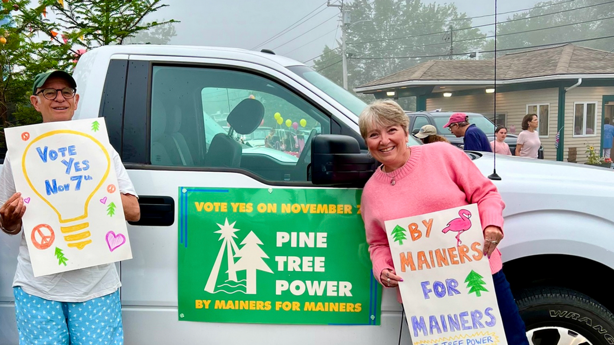 Supporters of Pine Tree Power attend an event 