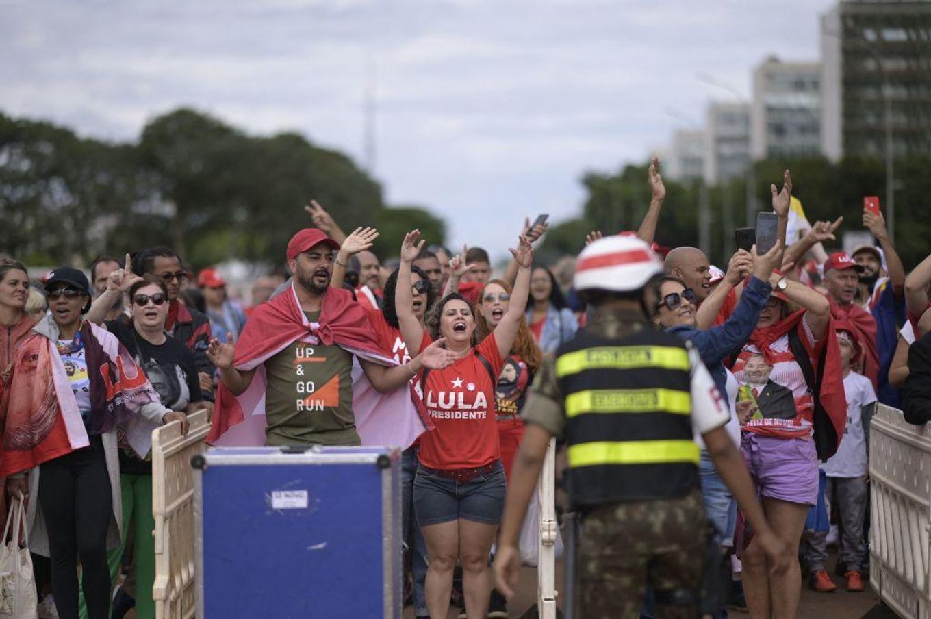 Supporters of President-elect Luiz Inacio Lula da Silva