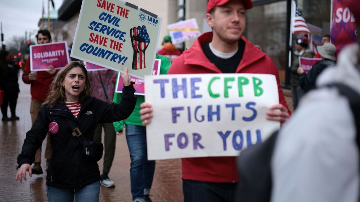 Supporters of the Consumer Financial Protection Bureau rally