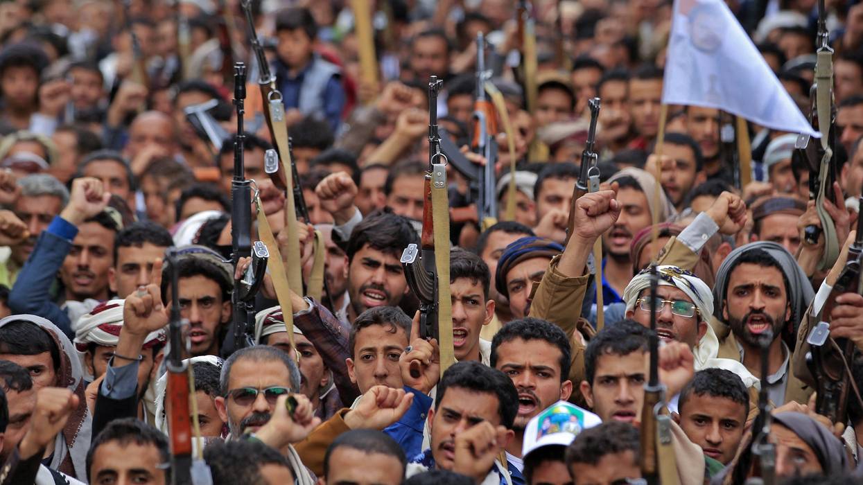 Supporters of Yemen's Huthi rebels during a rally
