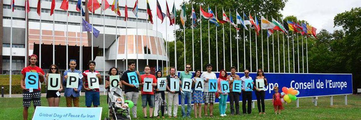 #SupportIranDeal demonstrators in Strausborg, France