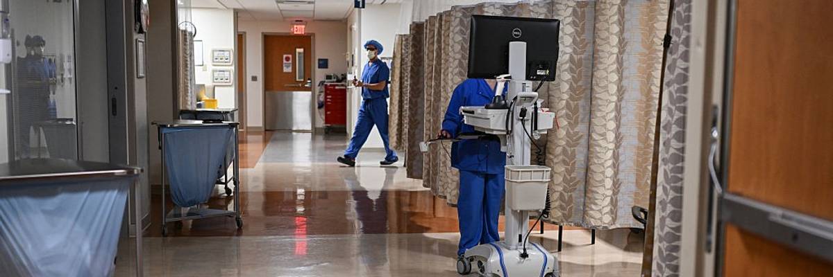 Surgeon walks in rural hospital.