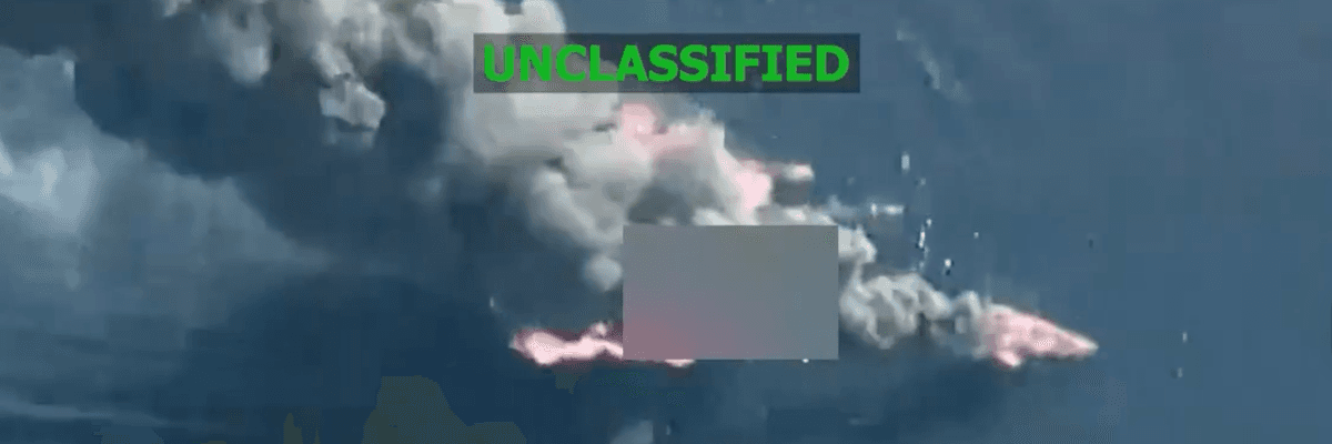 Surveillance footage of a Trump boat strike.