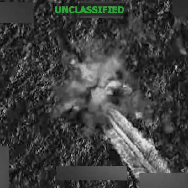 Surveillance footage shows a boat bombed by US Southern Command