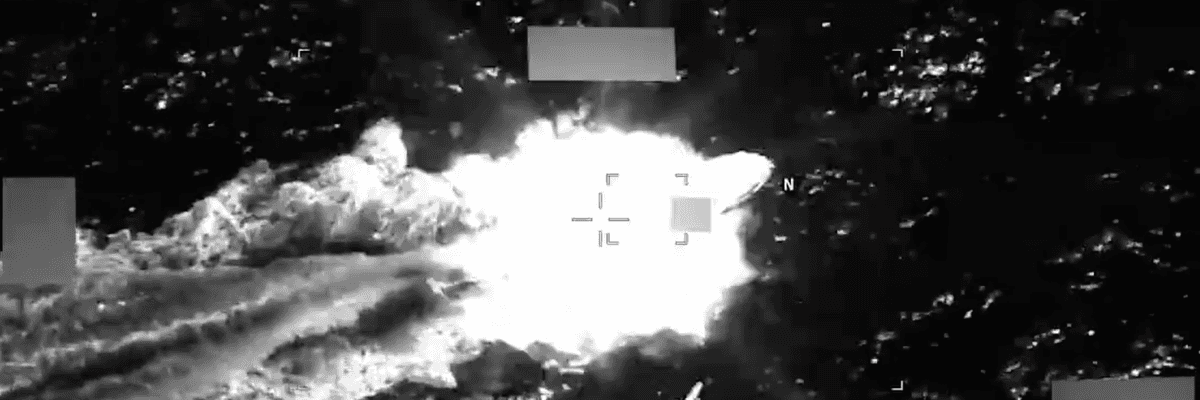 Surveillance footage shows a US boat bombing